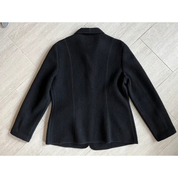 Lands End Fleece Blazer Womens 14 Large Wool Button Jacket Black Warm Business - Picture 6 of 16